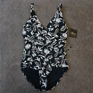 NWT!  NipTuck Black & White Floral One-Piece Swimsuit